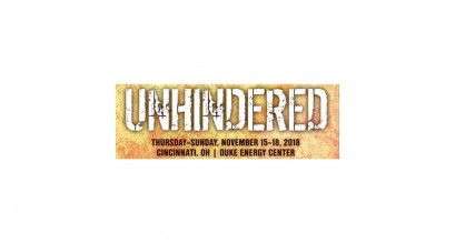 UNHINDERED event banner; Thursday - Sunday, November 15 - 18, 2018; Cincinatti Ohio; Duke Energy Center