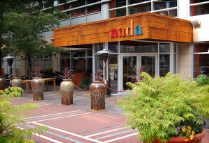 Main entrance to Nada with plants.